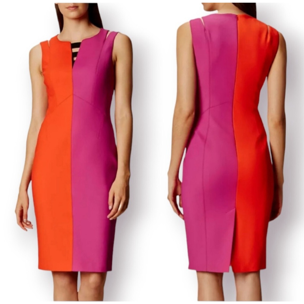 Karen Millen Red and Pink Midi Dress - Picture 3 of 16